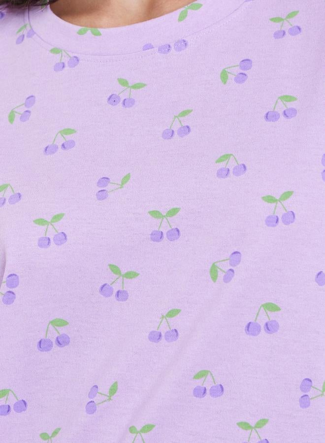 ستايلي طقم من 2 قميص نوم بأكمام قصيرة وطبعة كرز - Image 3